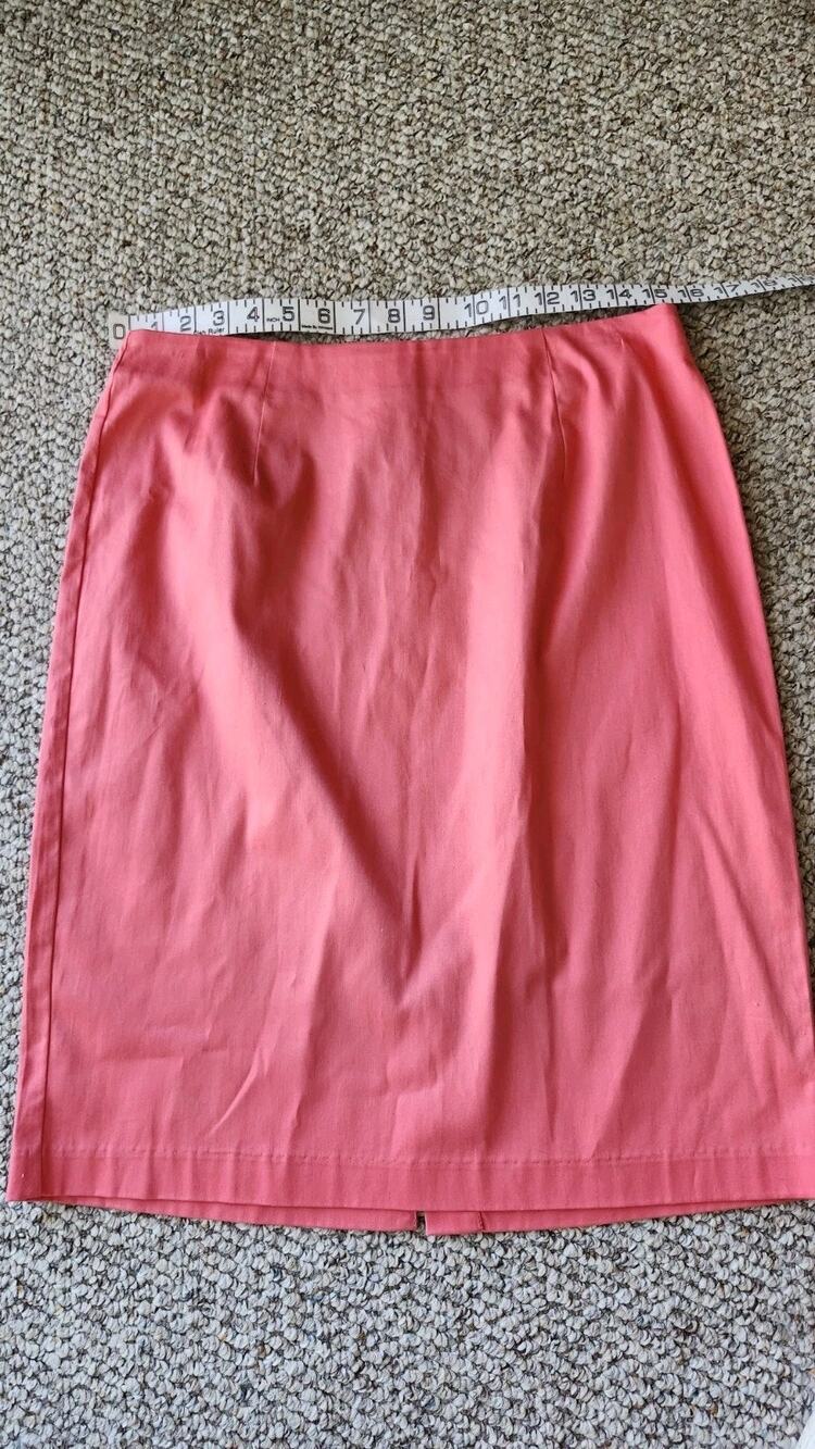 Sunny Leigh 10 Coral Pink Pencil Skirt Cotton Stretch Straight Mini #325